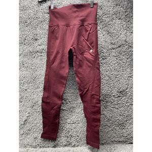 Zero Foxtrot Womens Large Burgundy Laser Cut HighRise BootyLift Leggings Contour